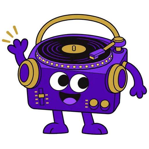 Spin, the Pro Stylez turntable, waving hello